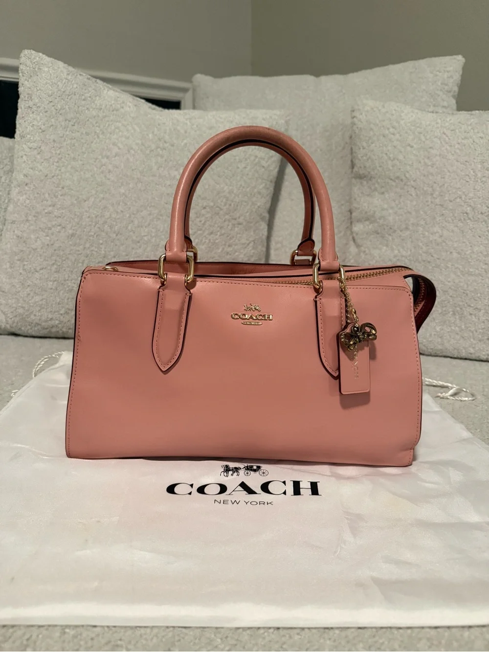 Coach Pink Leather Purse with detachable cross body strap